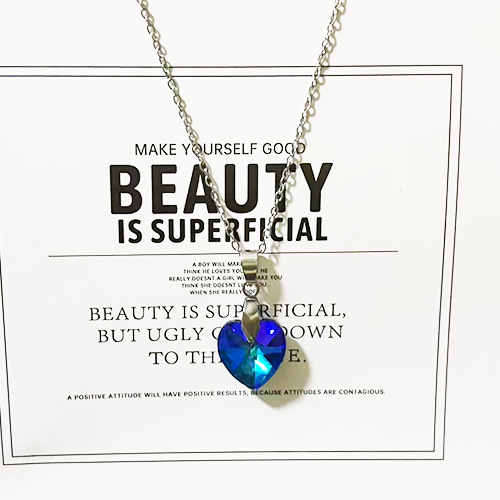 Blue Crystal Heart and Teardrop Jewellery Set