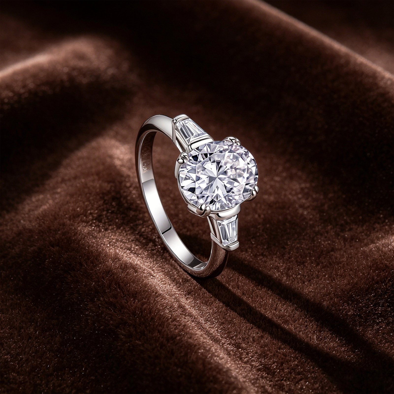 Sterling Silver 3 Carat Oval Moissanite Ring