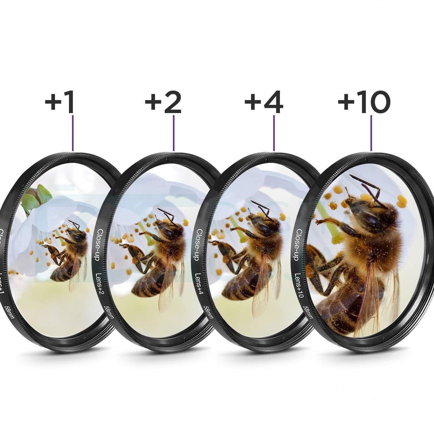 Close-Up Lens Filter Set, Four Pieces