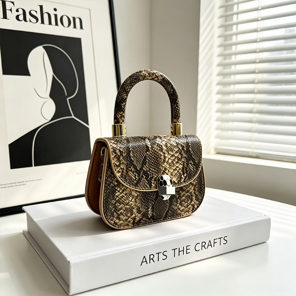 Snake-Effect Mini Handbag