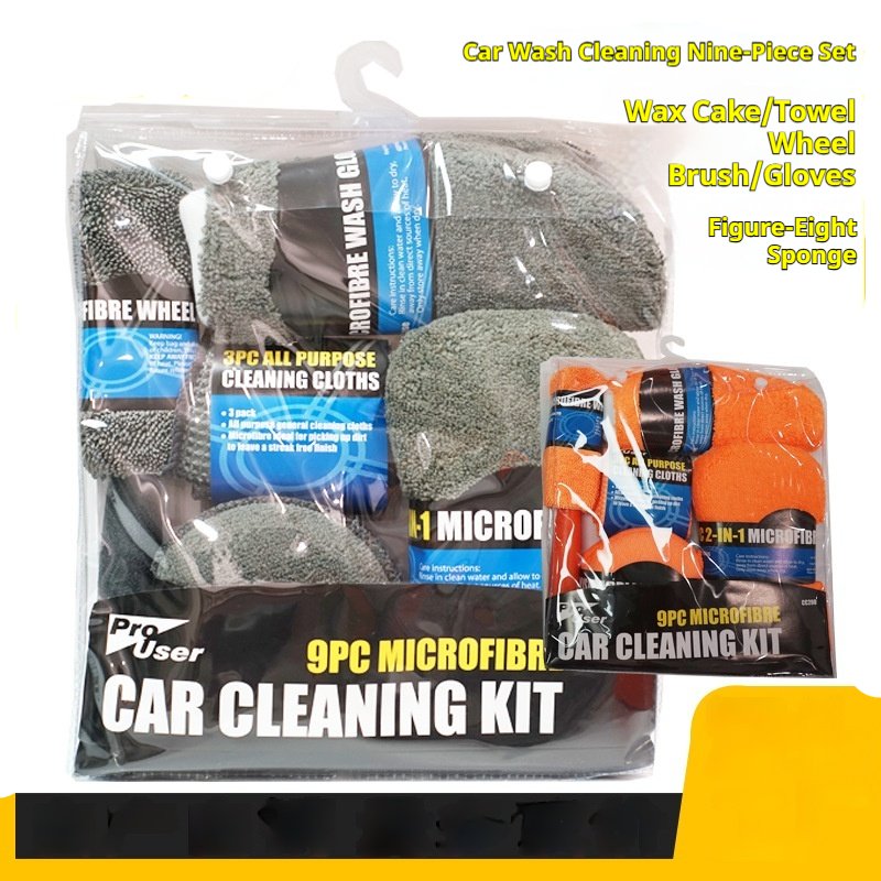 Car Wash Mitt, Microfibre Towel and Waxing Sponge Set