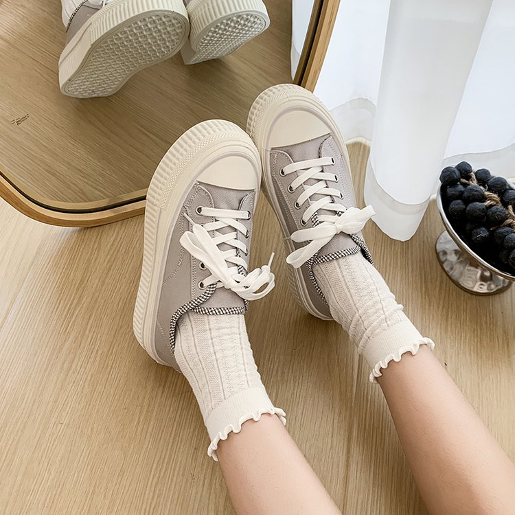 Women's Platform Canvas Trainers, Grey