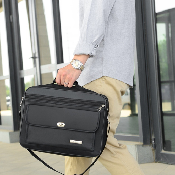 Oxford Cloth Business Briefcase with Shoulder Strap