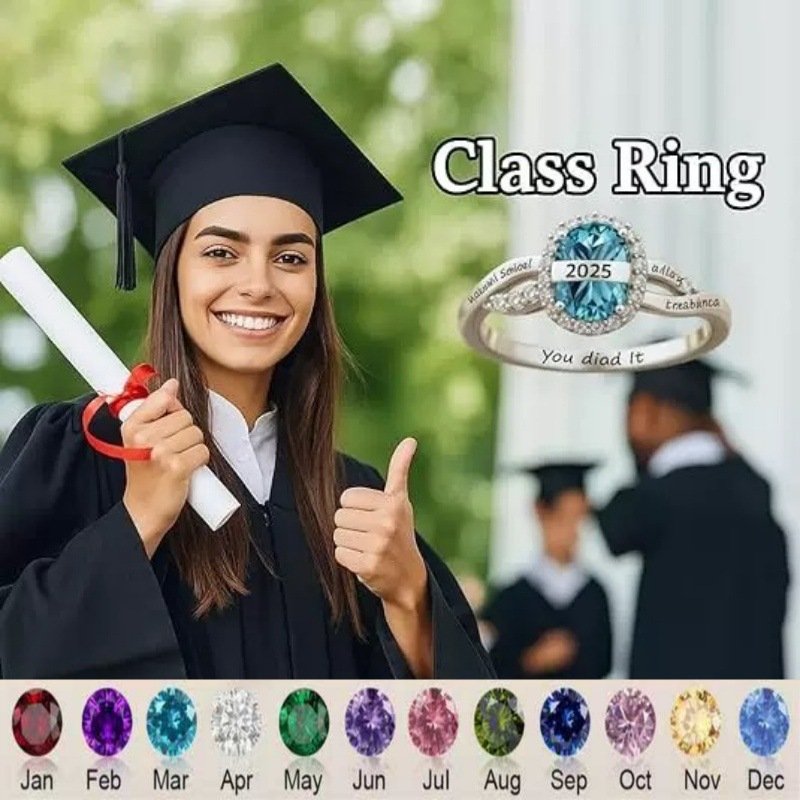 Engravable Commemorative Ring with Birthstone