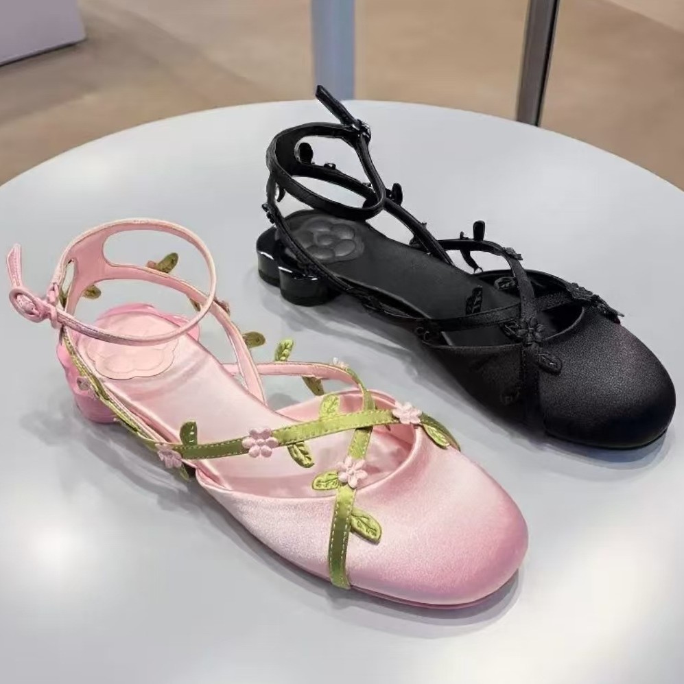 Women's Satin Floral Cross-Strap Sandals